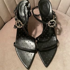 Vintage Gucci all black strap heel 9.5